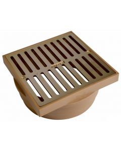 NDS 6" Satin Brass Square Grate with Styrene Collar
