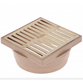 Square Brass Grate with Styrene Collar, 5 Satin Brass - Fits 3